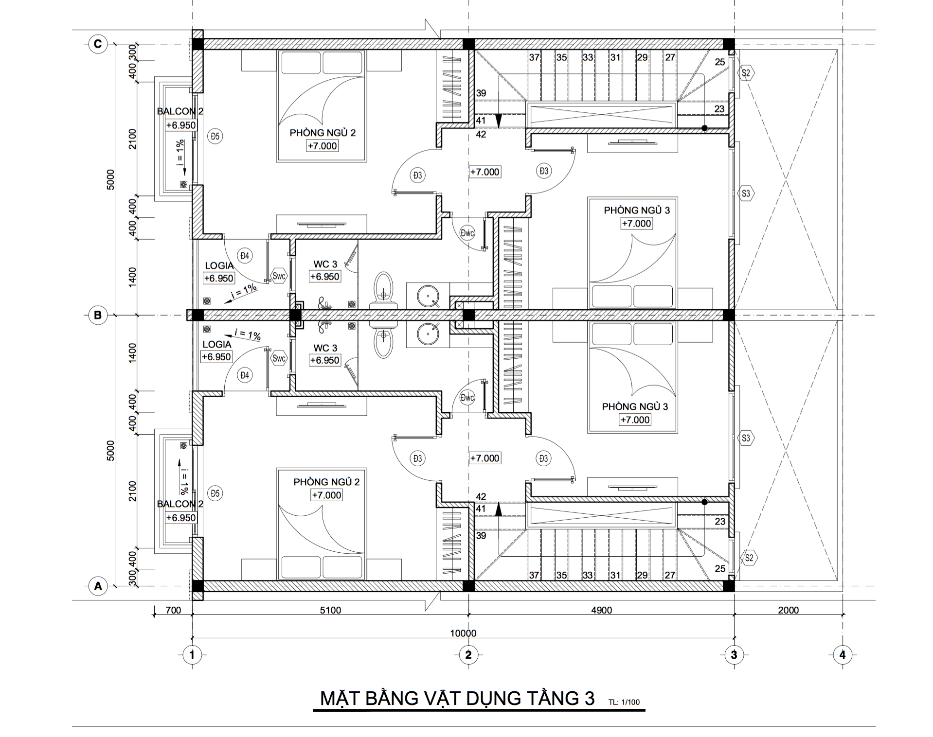 Bản vẽ thiết kế nhà Phúc An Garden-MB VD TANG 3