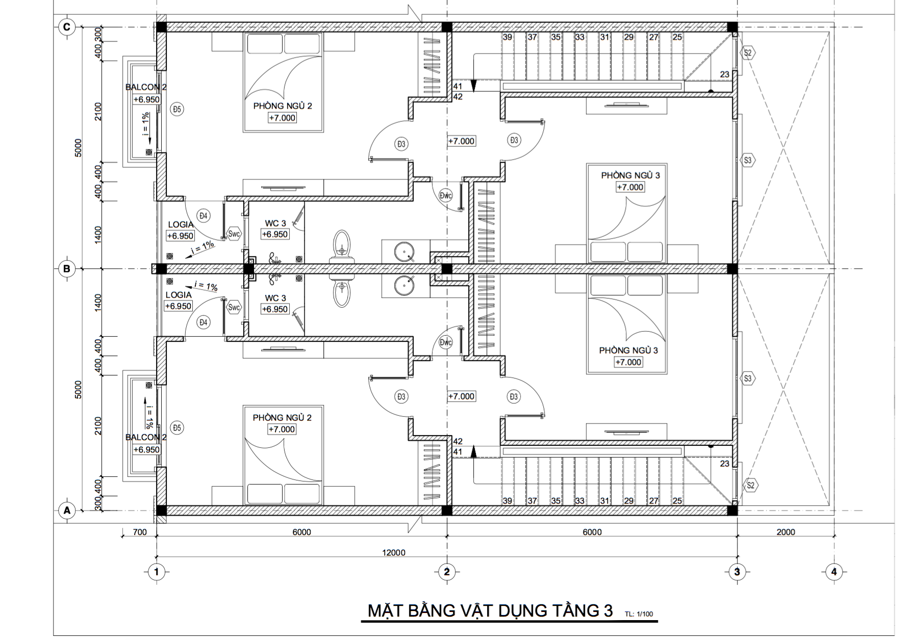 Bản vẽ thiết kế nhà Phúc An Garden1-MB VD TANG 3
