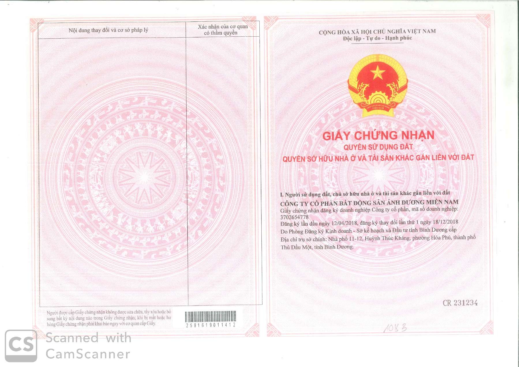 Sổ hồng Phúc An Garden 1