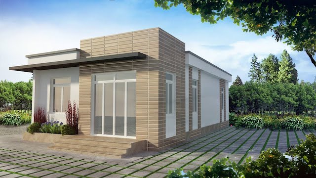 Mẫu nhà cấp 4 mái bằng hiện đại - 3