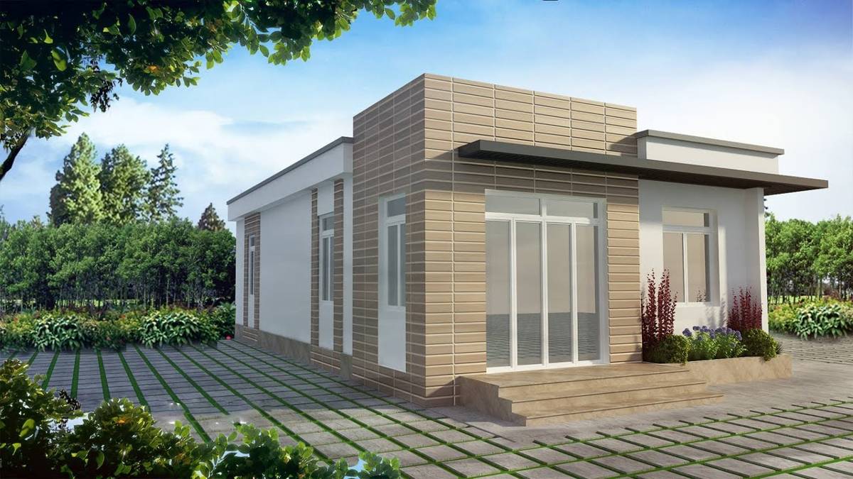 Mẫu nhà cấp 4 mái bằng kết hợp sân vườn - 3
