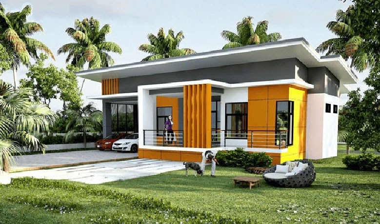 Mẫu nhà cấp 4 mái bằng kết hợp sân vườn - 4