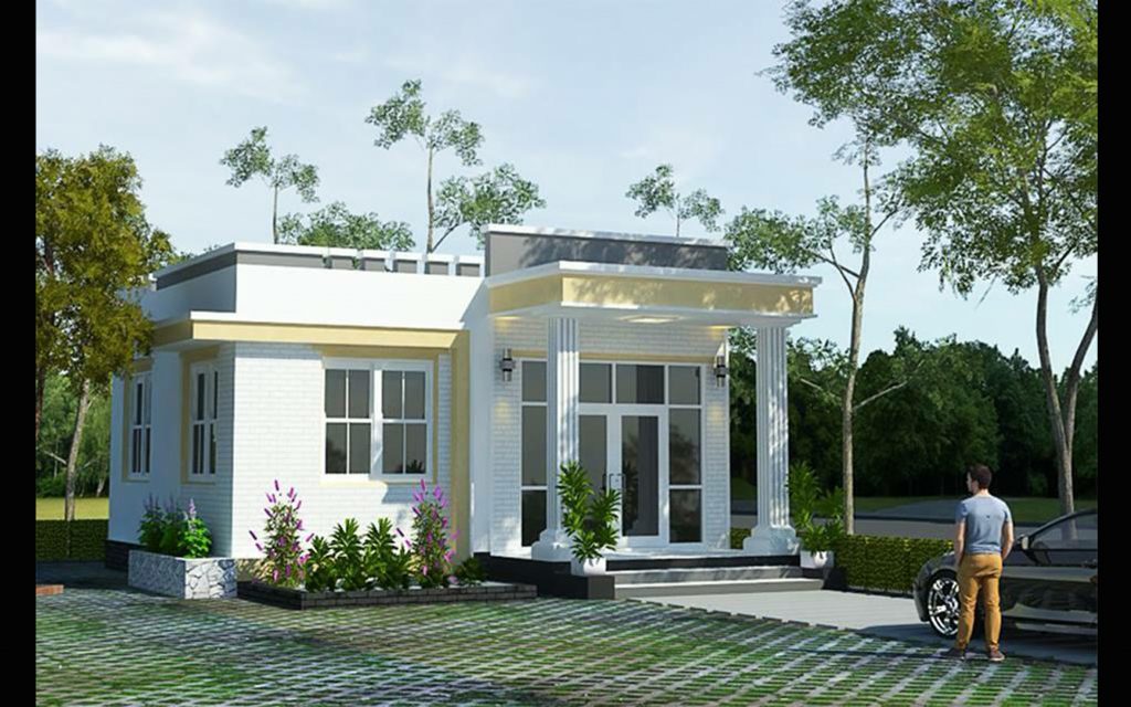 Mẫu nhà cấp 4 mái bằng nông thôn - 1