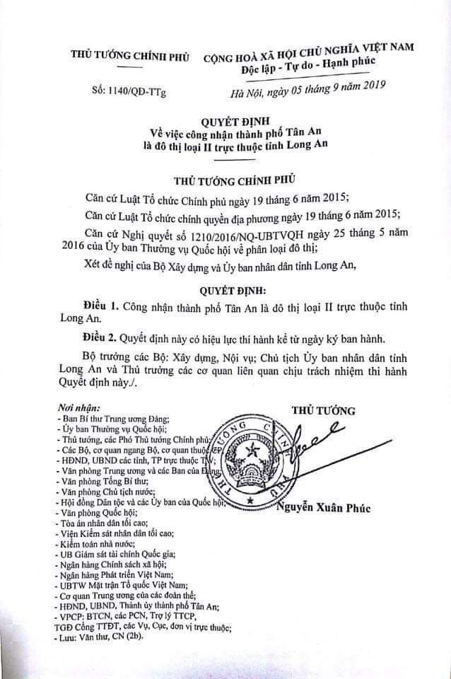 Thành phố Tân An thành đô thị loại 2 - 1