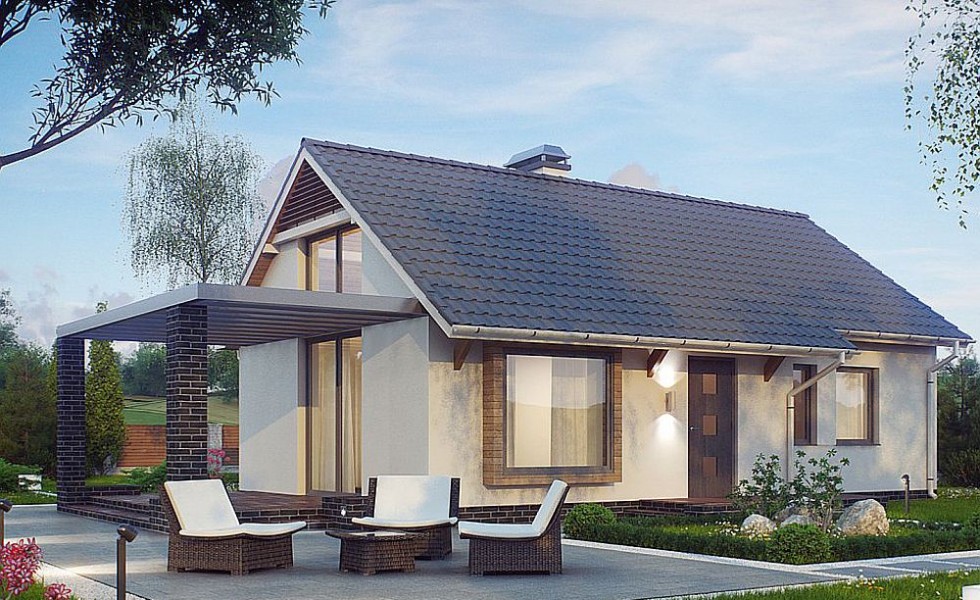 Nhà cấp 4 đơn giản mái dốc - 1