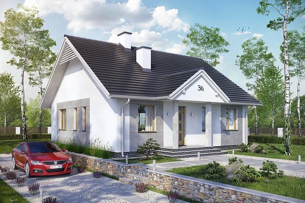 nhà cấp 4 đơn giản 2 phòng ngủ mái thái - 1