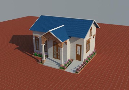 Nhà cấp 4 đơn giản dạng ống, mái tôn - 2