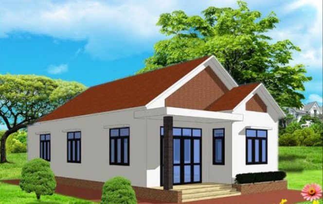 Nhà cấp 4 đơn giản dạng ống, mái tôn - 1