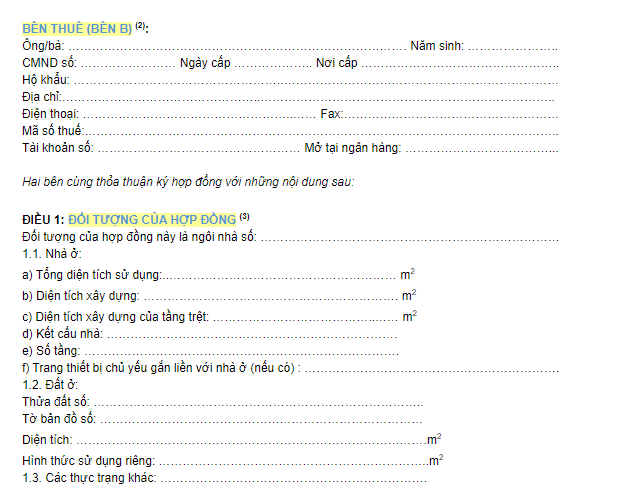 Mẫu hợp đồng cho thuê nhà ở - 2