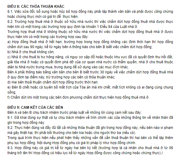 Mẫu hợp đồng cho thuê nhà ở - 6