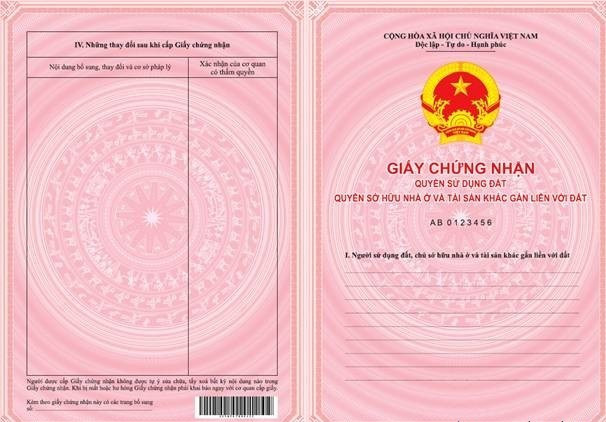 giấy chứng nhận quyền sử dụng đất theo quy chuẩn chung