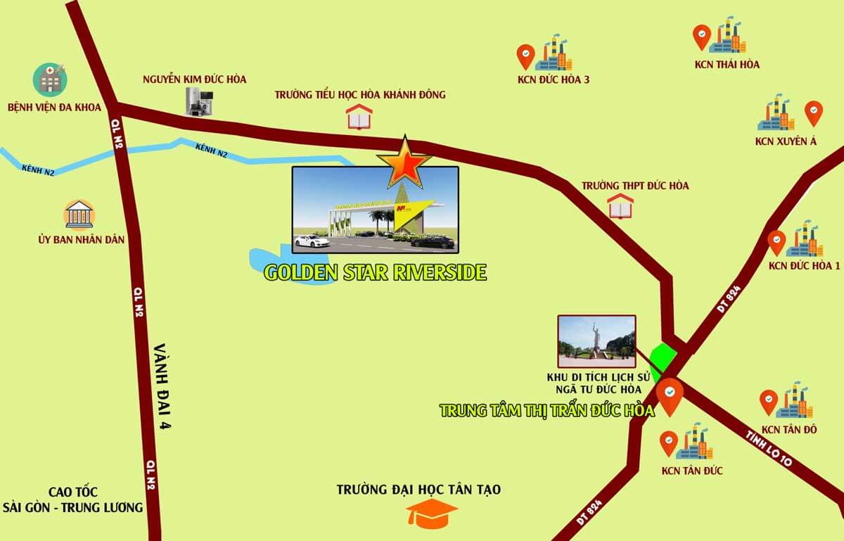 Vị trí Golden Star Riverside Đức Hòa - 2