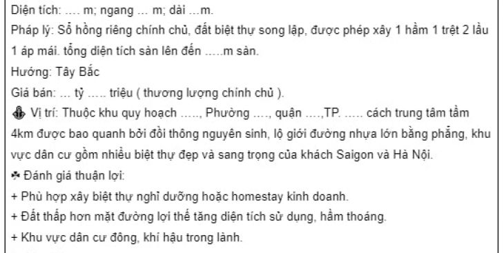 Mẫu đăng tin bán nhà đất hay nhất mọi thời đại [Tổng hợp]