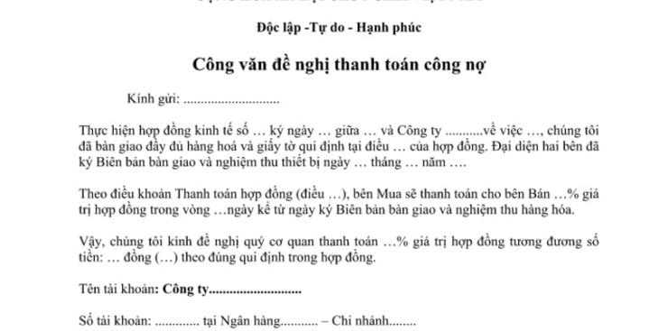 Mẫu giấy đề nghị thanh toán hợp đồng thông dụng (kèm cách viết)