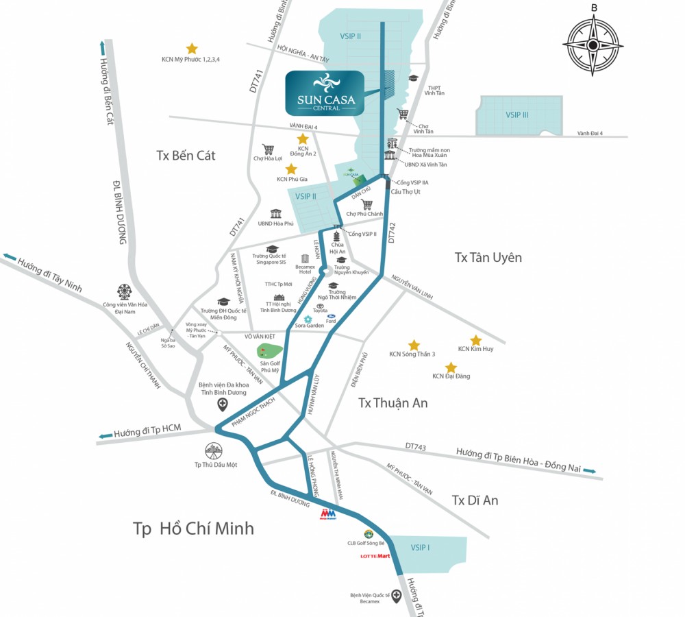 Vị trí Sun Casa Bình Dương