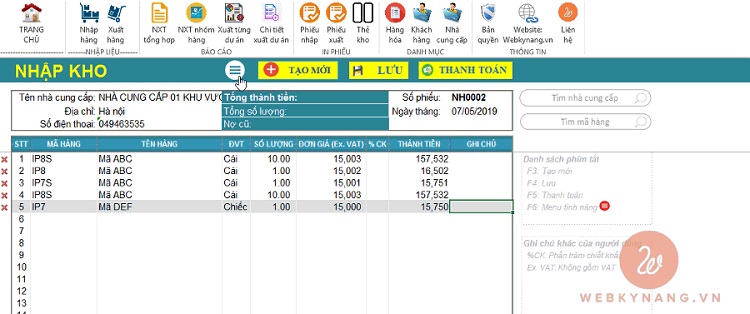 Phần mềm quản lý bán Webkynang WPRO